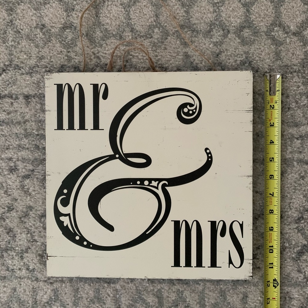 Mr. & Mrs. hanging wood wall decor.